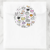 Sticker Rond Motif face chats Whimsical (Sac)