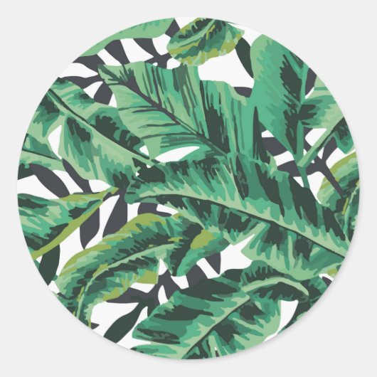 Sticker Rond Motif fascinant tropical de feuille de banane (Devant)