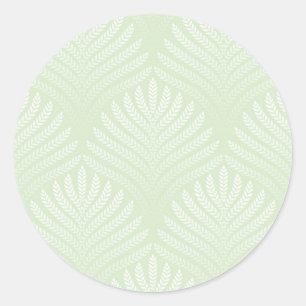 Sticker Rond Motif feuillage classique en blanc et vert