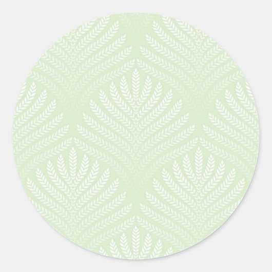 Sticker Rond Motif feuillage classique en blanc et vert (Devant)