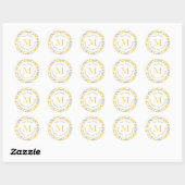 Sticker Rond Motif Feuille d'aquarelle jaune et gris (Feuille)