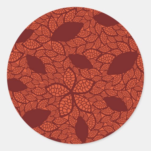 Sticker Rond Motif feuille rouge sur orange (Devant)