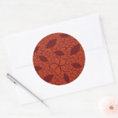 Sticker Rond Motif feuille rouge sur orange (Enveloppe)