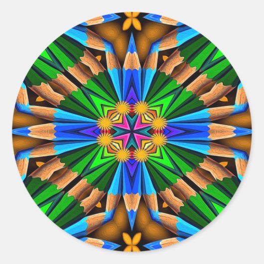 Sticker Rond Motif Fleurs Abstraites uniques (Devant)