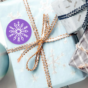 Sticker Rond Motif Flocons de Neige Violets Magique Vacances d'