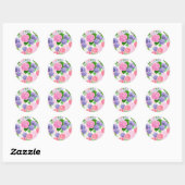 Sticker Rond Motif floral aquarelle (Feuille)