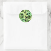 Sticker Rond Motif floral de cricket vert + noir (Sac)