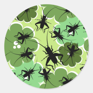 Sticker Rond Motif floral de cricket vert + noir