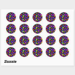Sticker Rond Motif floral de fleurs colorées