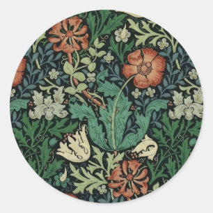 Sticker Rond Motif floral de Nouveau d'art de William Morris