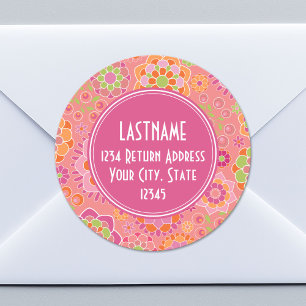 Sticker Rond Motif floral de printemps coloré Monogramme person