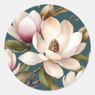 Sticker Rond Motif floral de printemps Magnolia