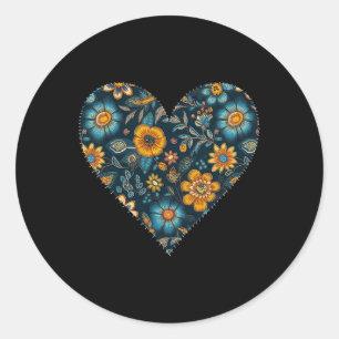 Sticker Rond Motif floral de style ukrainien rétro mignon Ukrai