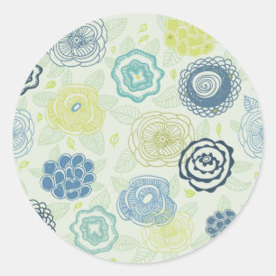 Sticker Rond Motif floral élégant avec les fleurs mignonnes