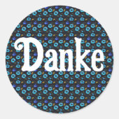 Sticker Rond Motif floral fleurs bleues (Devant)