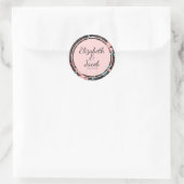 Sticker Rond Motif floral foncé rose et sarcelle (Sac)