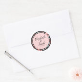Sticker Rond Motif floral foncé rose et sarcelle (Enveloppe)