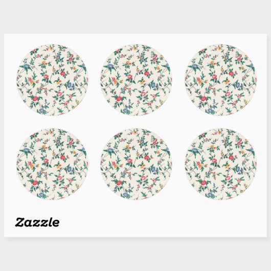 Sticker Rond Motif floral multicolore (Feuille)