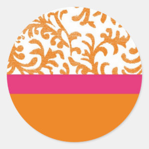 Sticker Rond Motif floral orange et rose