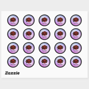 Sticker Rond Motif floral simple sur papier de tissus mauve