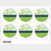Sticker Rond Motif floral vert et bleu (Feuille)