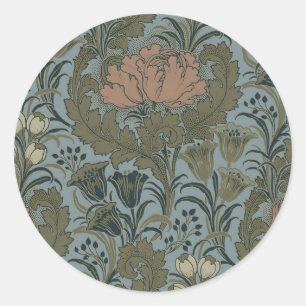 Sticker Rond Motif floral victorien antique terre cuite sauge