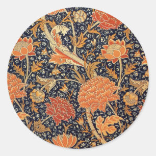 Sticker Rond Motif floral vintage William Morris Cray