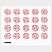 Sticker Rond Motif floral, violet et violet pastel, (Feuille)