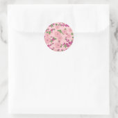 Sticker Rond Motif floral, violet et violet pastel, (Sac)
