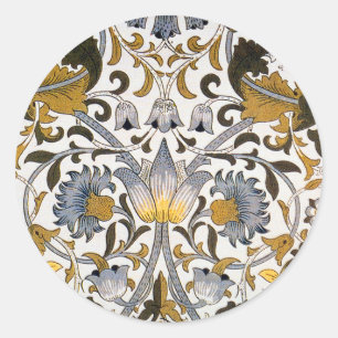 Sticker Rond Motif floral William Morris Lodden : bleu or