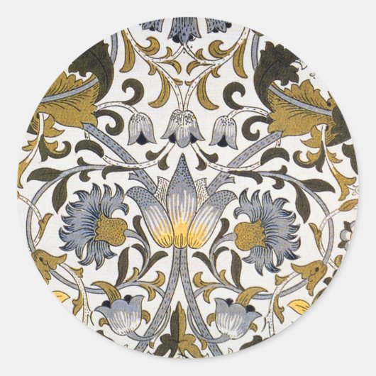 Sticker Rond Motif floral William Morris Lodden : bleu or (Devant)