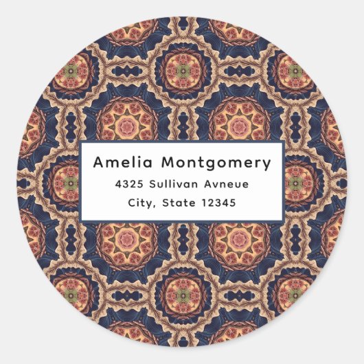 Sticker Rond Motif Flower and Star Shapes - Adresse (Devant)