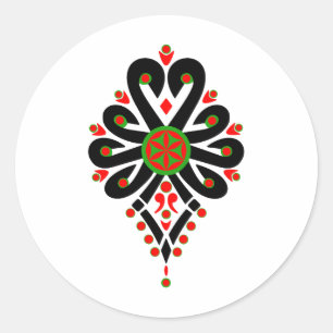 Sticker Rond Motif folklorique des hauts plateaux polonais - Pa