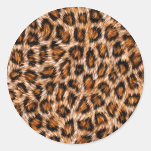 Sticker Rond Motif Fourrure Marron Chat Léopard Jaguar
