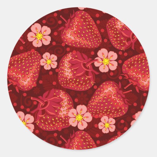 Sticker Rond Motif fraise 2 2 (Devant)