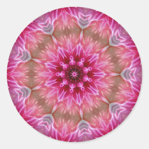 Sticker Rond Motif géométrique à fleurs rose Mandala-67545