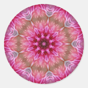 Sticker Rond Motif géométrique à fleurs rose Mandala-67545