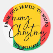 Sticker Rond Motif géométrique Abstrait joli Joyeux Noël (Devant)