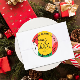 Sticker Rond Motif géométrique abstrait Joyeux Noël