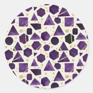 Sticker Rond Motif géométrique aquarelle améthyste et prune