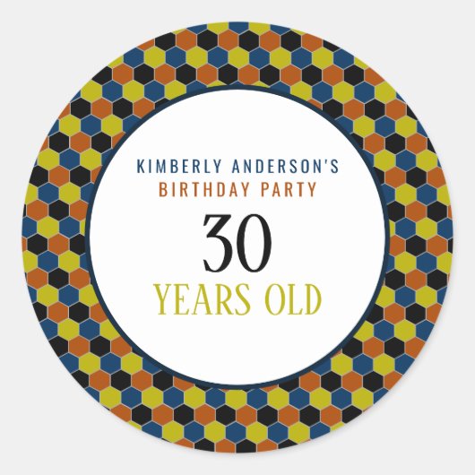 Sticker Rond Motif géométrique lumineux, fête d'anniversaire mo (Devant)