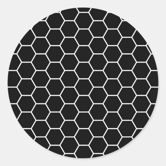 Sticker Rond Motif géométrique noir et blanc d'hexagone (Devant)