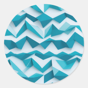Sticker Rond Motif géométrique sarcelle Chevron 3D