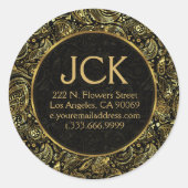 Sticker Rond Motif Gold Floral Paisley (Devant)