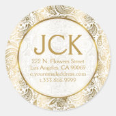 Sticker Rond Motif Gold Floral Paisley (Devant)