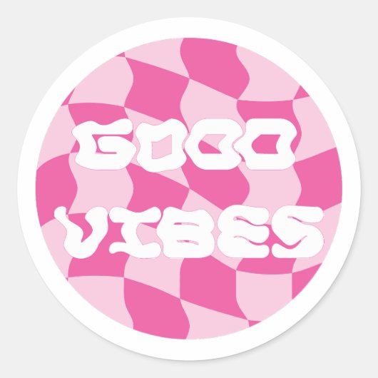 Sticker Rond Motif Good Vibes rose Y2K (Devant)