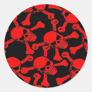 STICKER ROND MOTIF GOTHIQUE D'OS CROISÉS DE CRÂNES