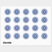 Sticker Rond Motif grec mal oeil Nazar (Feuille)
