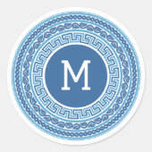 Sticker Rond Motif grec Monogramme personnalisé (Devant)