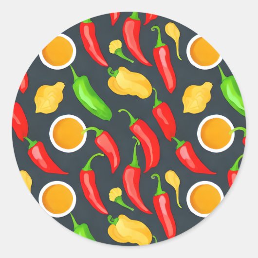 Sticker Rond Motif Hot Chili Peppers (Devant)